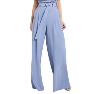 Cinq a Sept Shauna Pleated Wide Leg Belted Pants Sz 6 Blue Stonewash GREAT!